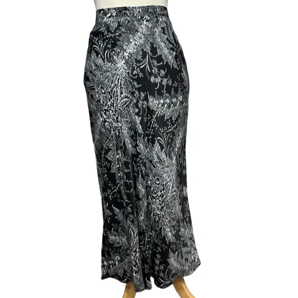 Anthropologie Bias Satin Midi Skirt 8 Black Floral Romantic Fairy Whimsygoth NEW - Image 4