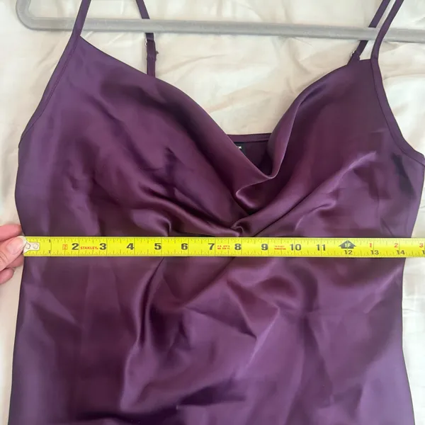 Purple Cowl Neck Sleeveless Satin Tank Too Size Small - Image 5