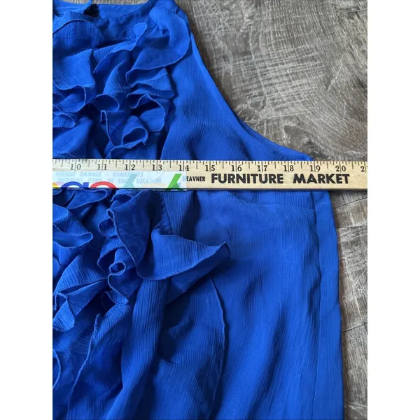 Vintage Mossimo Medium Top Blue Ruffles Y2K‎ Womens Sleeveless Tank Halter Neck - Image 4