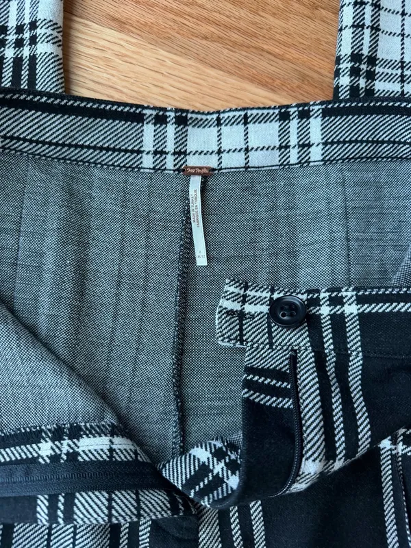 Free People Carnaby Plaid Pants Black White High Rise Skinny Size 8 - Image 2