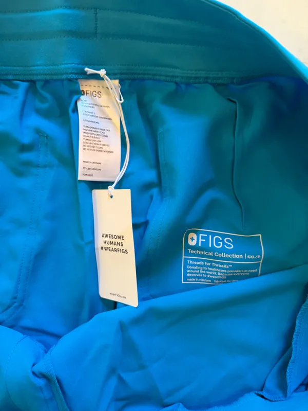 FIGS Yola Skinny Scrub Pants Blue with Silver Grey drawstring waistband Sz 6XLP - Image 6