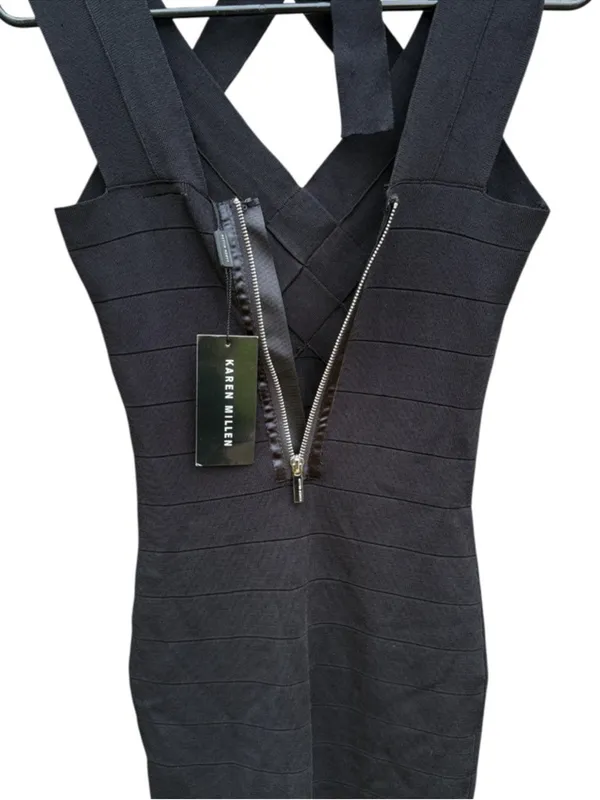 NWT Karen Millen BodyCon Bandage Dress Black Size 2 - Image 6