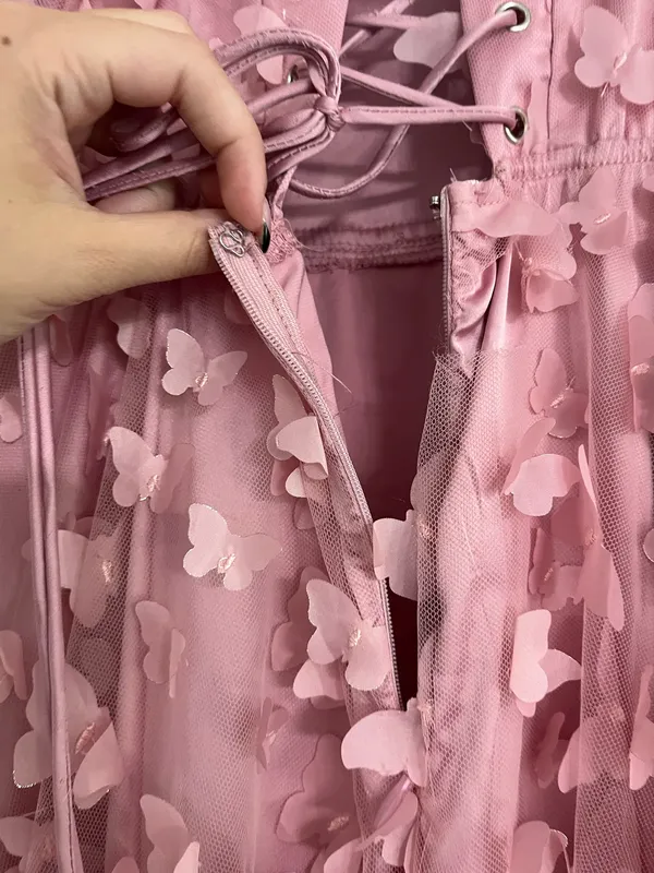 Hazel Boutique Pink Long Butterfly Dress Brand New - Image 6