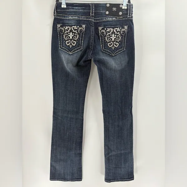 Miss me buckle embroidered Y2K 2000s 90s bootcut blue jeans size 29x3.5 long - Image 2