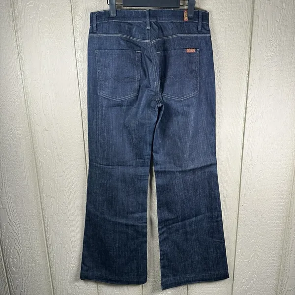 7 For All Mankind Ginger Jeans Womens 32 Blue Wide Leg Trouser Flare Dark Wash - Image 3