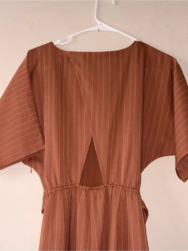 Olive scent orange pinstripe jumpsuit S - Image 5