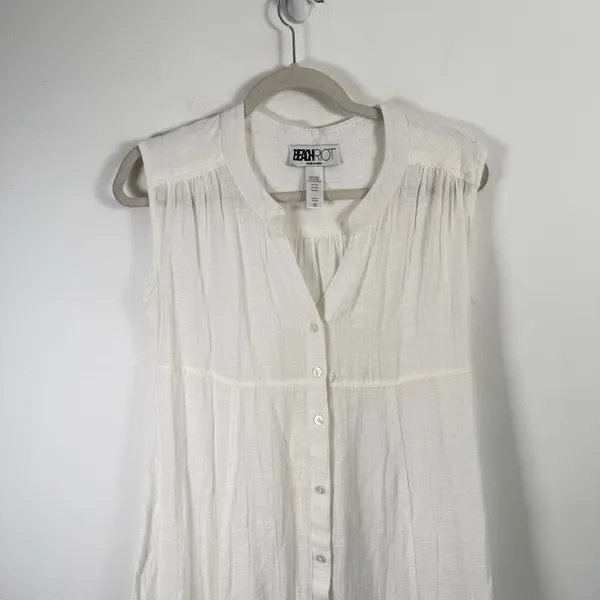 Beach Riot Sandra Midi Dress White Swim Coverup 100% Cotton Coastal Womens Small - Image 3