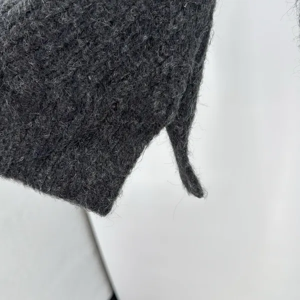 Sundance Charcoal Gray Cowl Neck Sweater wool blend oversized M fuzzy winter - Image 5