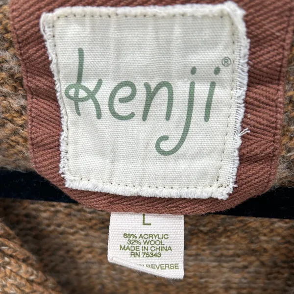 Kenji Women's Wool Blend Chunky Marled Knit Button Cardigan Sweater Y2K Sz‎ L - Image 3
