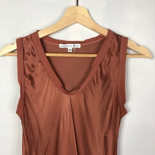 Young Fabulous & Broke YFB‎ Copper Satin Sleeveless Tank Top M - Image 3