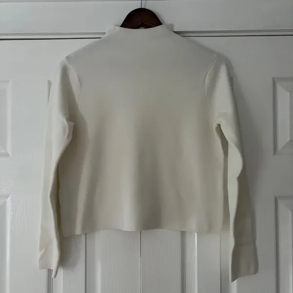 Mango MNG Womens Cream White Mock Neck Ribbed Knit‎ Long Sleeve Sweater XS - Image 4
