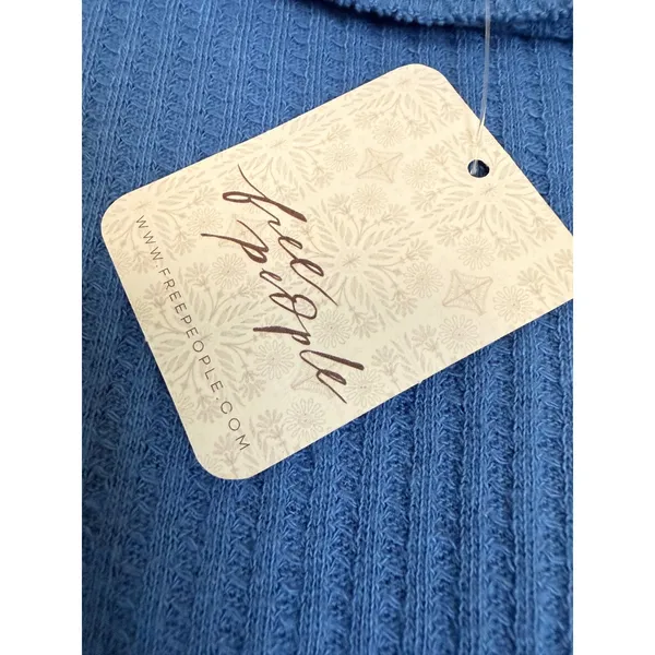 Free People Care Honey B Crew Neck Thermal Waffle Knit Top Copenhagen Blue S NWT - Image 8