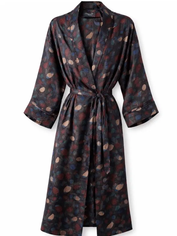 Vintage Christian Dior Monsieur Belted Jacquard Robe Paisley One Size - Image 6