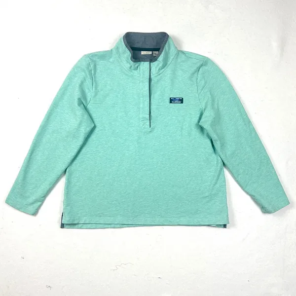 L.L.Bean Women XL Quarter Snap Pullover Coastal Preppy Fleece Teal‎ Blue Green - Image 3