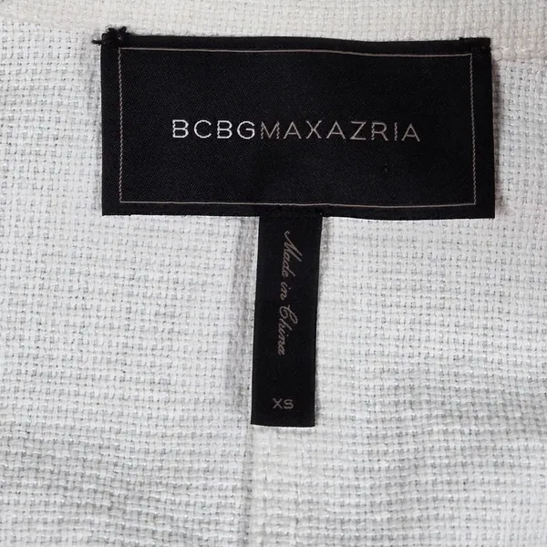 BCBGMaxAzria Frankie Off‎ White Zip Up Moto Blazer Jacket XS Textured - Image 3