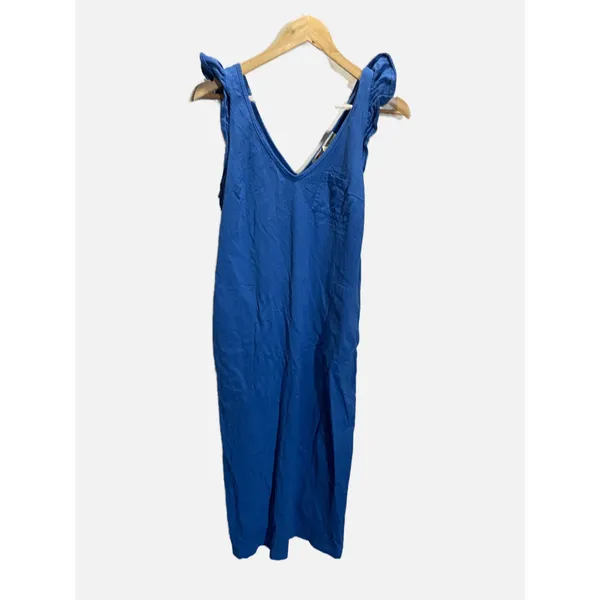 Free People Midi Dress Once Upon a Sea XS Blue Ruffle Strap V-Neck FP Beach Boho - Image 2