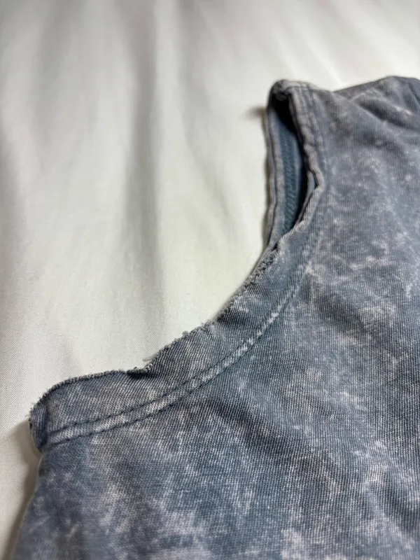 U.S. Apparel Grunge Smokey Blue Acid Wash Distress Cropped Muscle Tank Top XS - Image 7