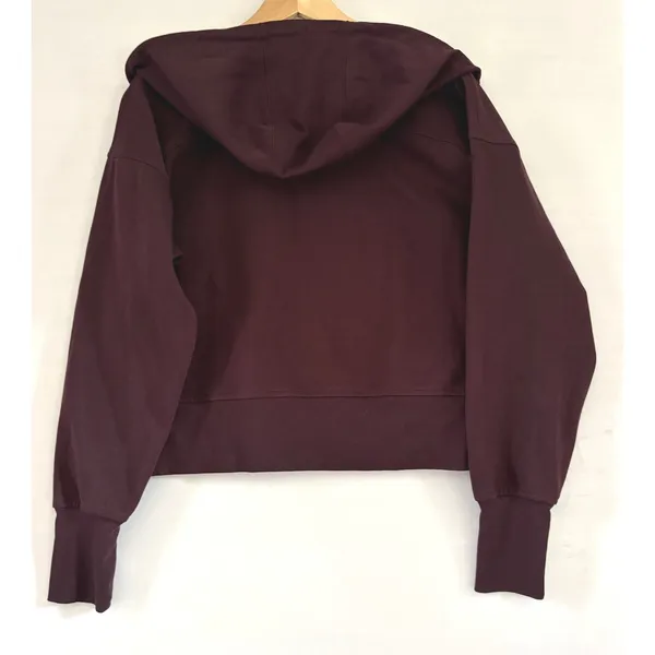 Old Navy Active Dynamic Fleece Half Zip Hoodie Maroon Burgundy Thumbhole Cropped - Image 2