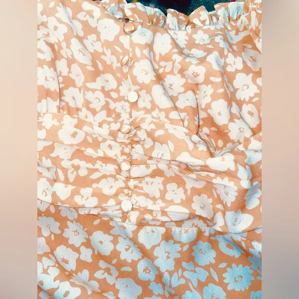 Lulus Timeless Touch Peach Floral Print A-Line Midi Dress Size Small - Image 11