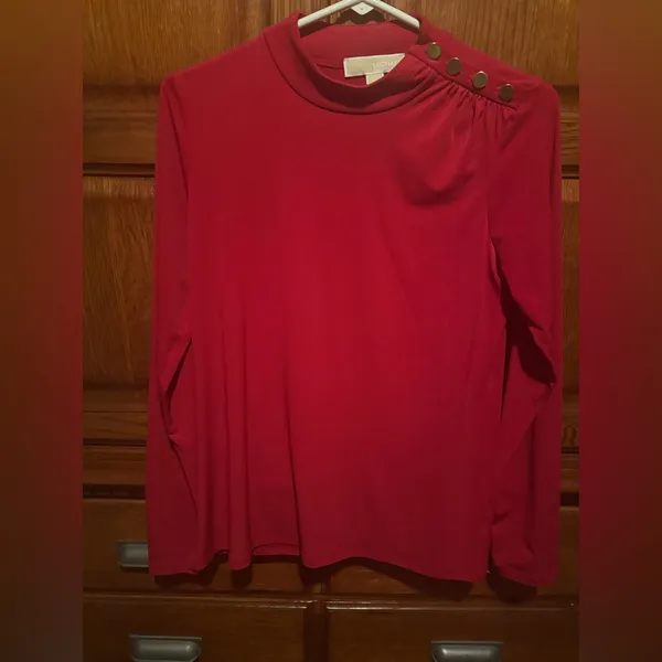 Michael Kors Red Currant Button Shoulder Women’s Medium Stretch Knit - Image 2
