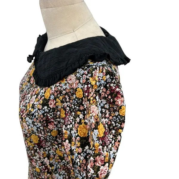 Roolee‎ Floral Print Oversized Collar Neckline Short Sleeve Dress Size Small - Image 6