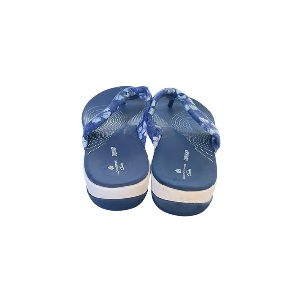 Women’s Clarks Aria Gibson Blue Floral Fabric Thong Sandals Size 10 - Image 7