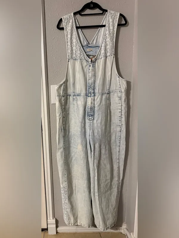 Pilcro Light Blue Denim Jumper Overalls with Wide Leg - Image 5