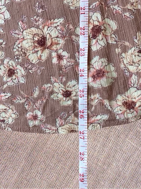 Gypsies & Moondust Floral Crinkle Sleeveless V-Neck Tank Top Brown Pink Large - Image 6