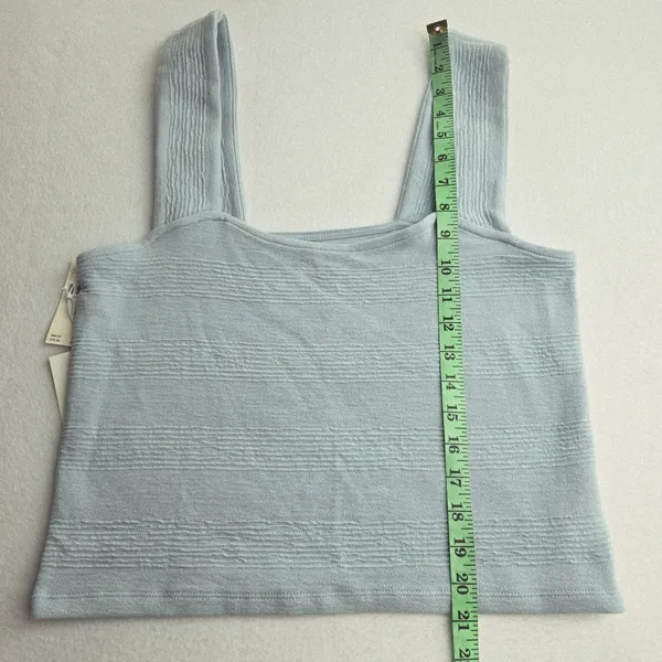 Anthropologie -1629 Daily Practice NWT Sky Blue Ribbed Square Neck Tank Top Sz M - Image 8