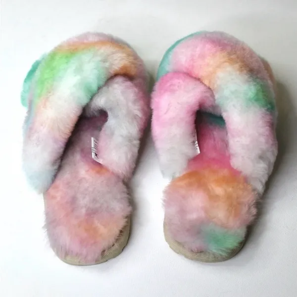 Anthropologie Cozy Multicolor Fuzzy Slippers - Image 8