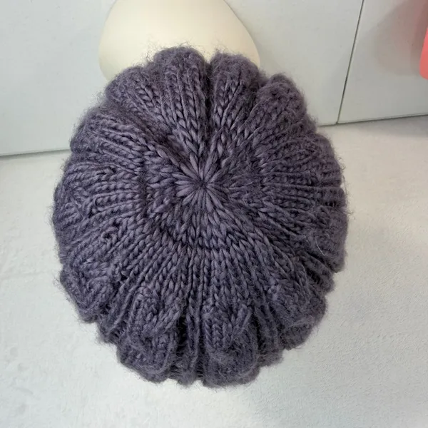 Adidas OSFM Beanie Hat Cable Knit Logo Patch Acrylic Purple‎ Gorpcore Outdoor - Image 5