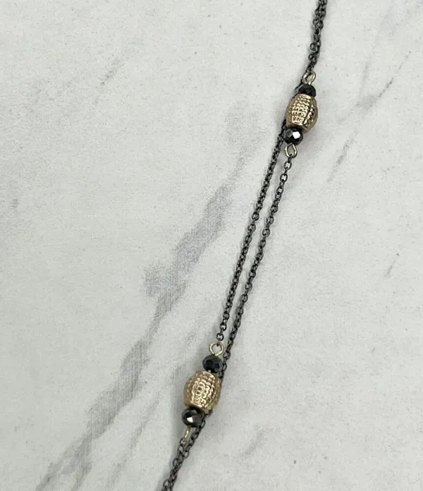 Chico's Double Strand Long Beaded Chain Link Necklace - Image 5