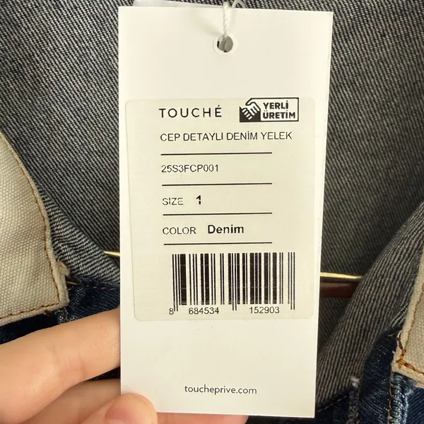 Touche Prieve Women's Pocket Detailed 100% Cotton‎ Denim Vest Size 1 (Small) NWT - Image 9
