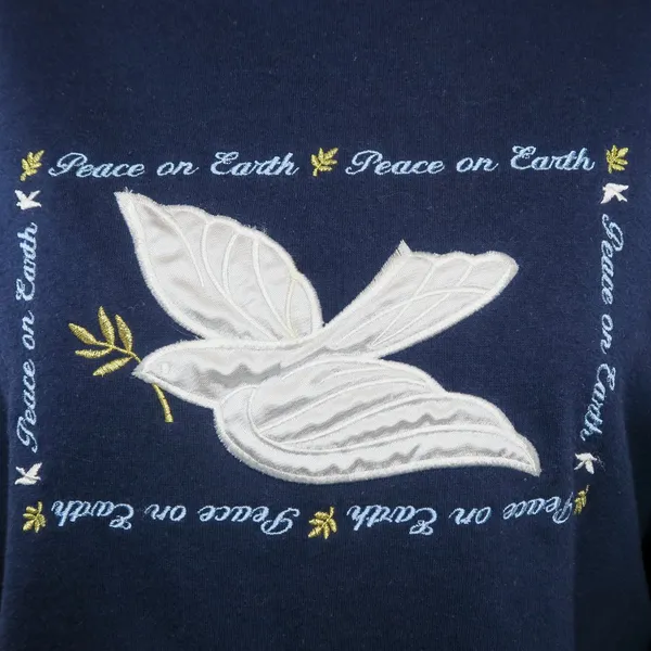 Vintage 80s Peace On Earth Dove Christmas Sweatshirt - Image 3
