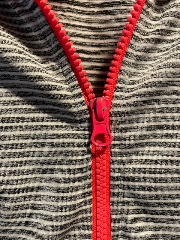 lukka Gray Striped Hooded Utility Jacket with Pink Trim - Image 3