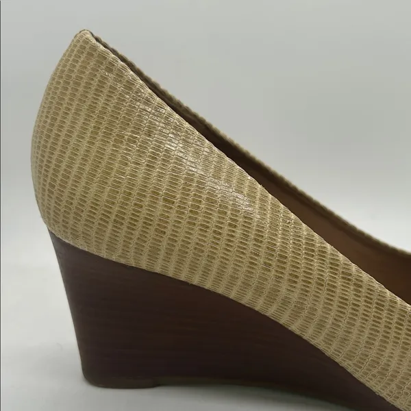 Tory Burch Sexy Tan Peep-Toe Wedge Heel Shoes **Size 8.5** 🔥🔥 - Image 7