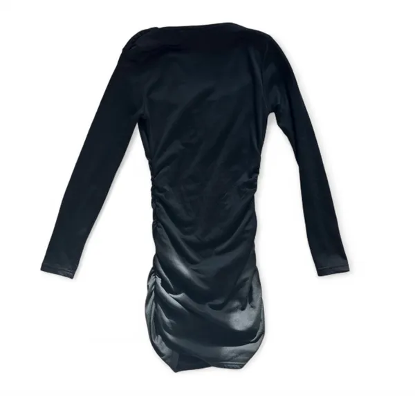 Black Deep V-Neck Ruched Long Sleeve Bodycon Dress – Size XS - Image 8