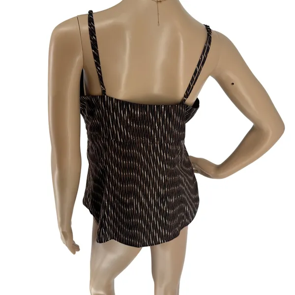 Banana‎ Republic Womens Brown Ikat Print Empire Waist Camisole Top Size 8 Zip - Image 4