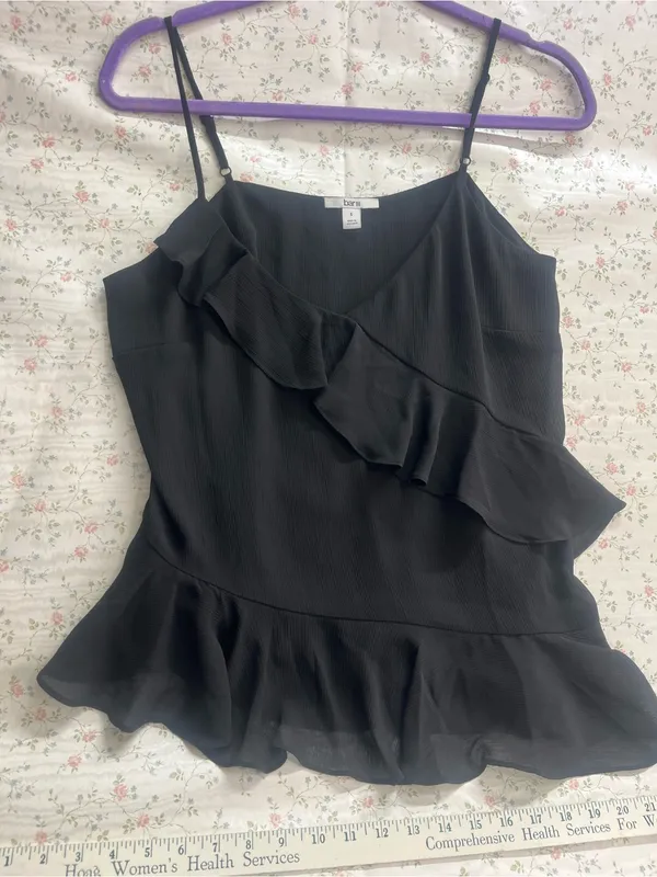 Bar III Black Asymmetrical Ruffle Camisole - Image 2