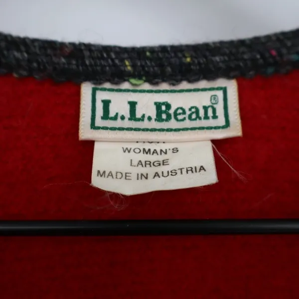 L.L.Bean Cardigan Sweater Womens Large Red Knit Pockets Round Neck Long‎ Sleeve - Image 3