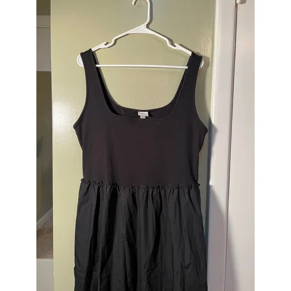 A New Day Women's Size Large Sleeveless Knit Midi A-Line Dress Black Ruffle - Image 4