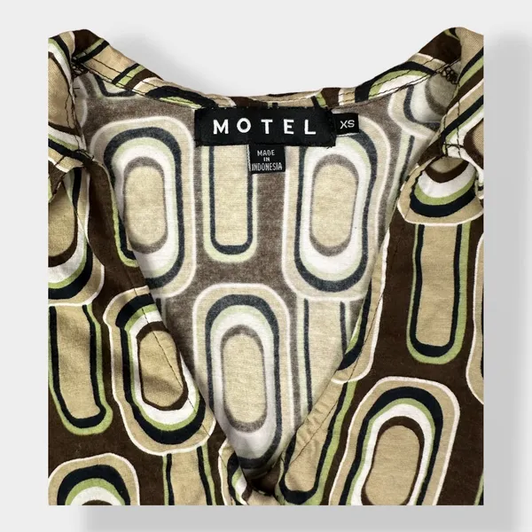 MOTEL Rocks Portia Crop Top in Retro Spot Brown‎ Size XS - Image 2