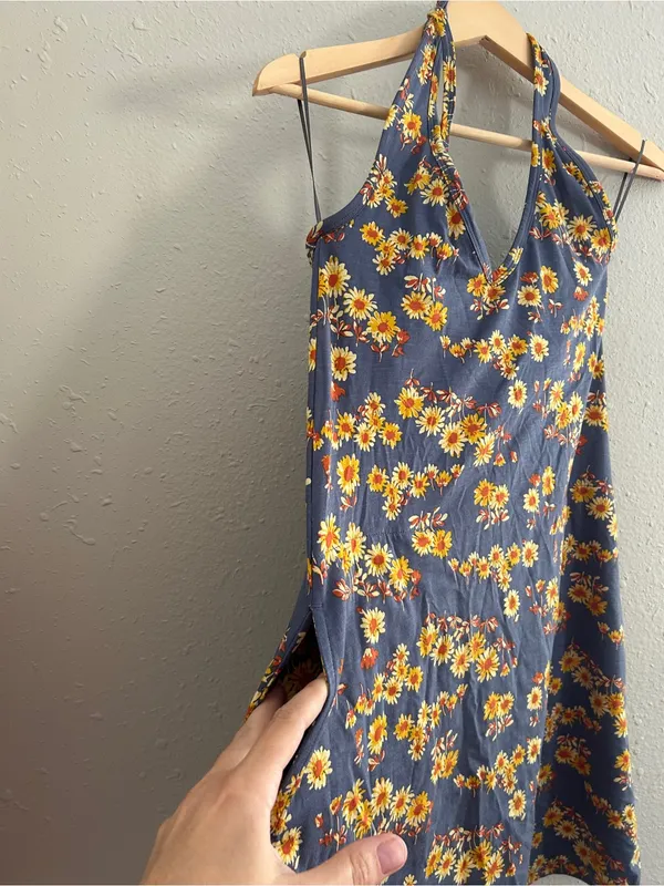 Toad&Co Samba Blue Halter Sunflower Stretch Summer Floral XS - Image 6