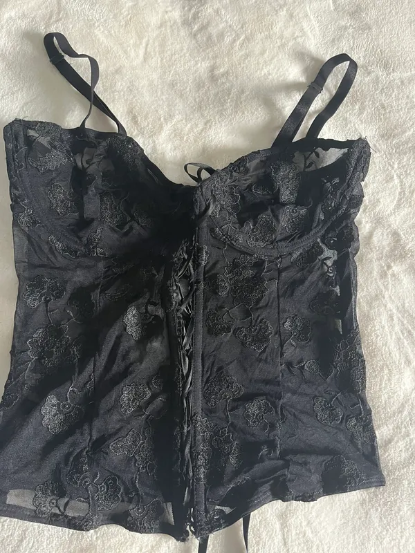 Pretty Little Thing Black Corset Lace Top - Image 3