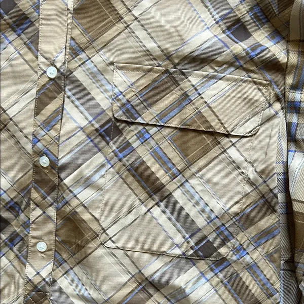 Lauren Ralph Lauren Tan and Brown Plaid Button Down Shirt - Image 3