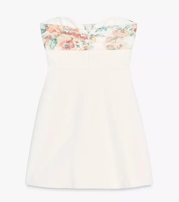 ZARA Floral White Strapless Dress - Image 11