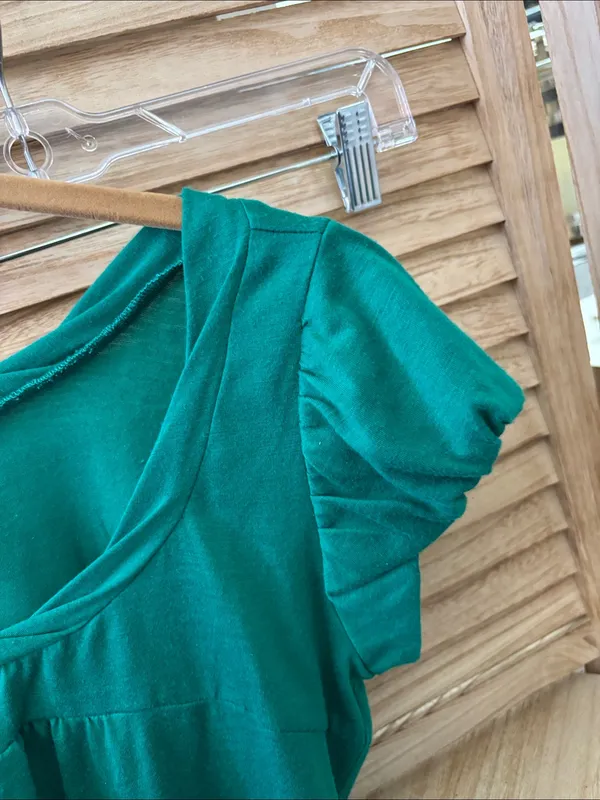 Fire Los Angeles Emerald Green Short Sleeve Scoop-Neck Top Medium - Image 2