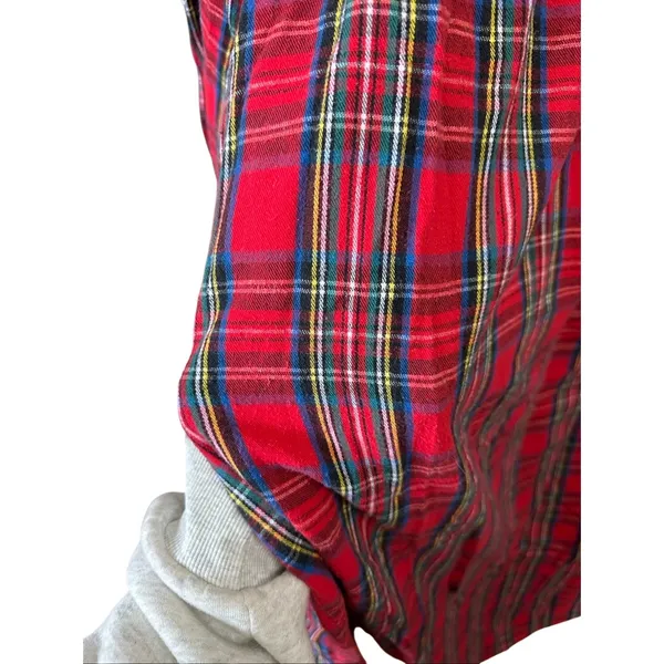BellePointe Long Nightgown Plaid‎ Flannel Medium Christmas Eyelet Trim Vintage - Image 7