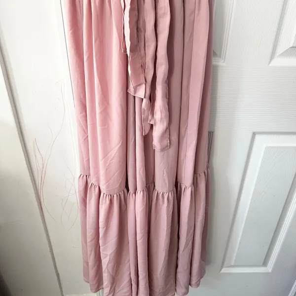 Lulu’s Sunshine Bound Mauve Blush Pink Tiered Tie Braid Maxi Dress Small Wedding - Image 10
