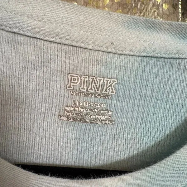 PINK Victorias Secret Purple Blue Tie Dye Campus Long Sleeve T Shirt Large - Image 4